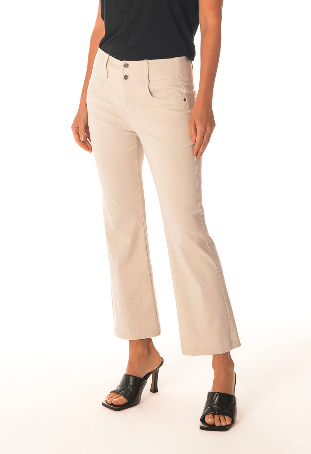 CROP FLARE PANT (OFF WHITE) - BRENDA BEDDOME
