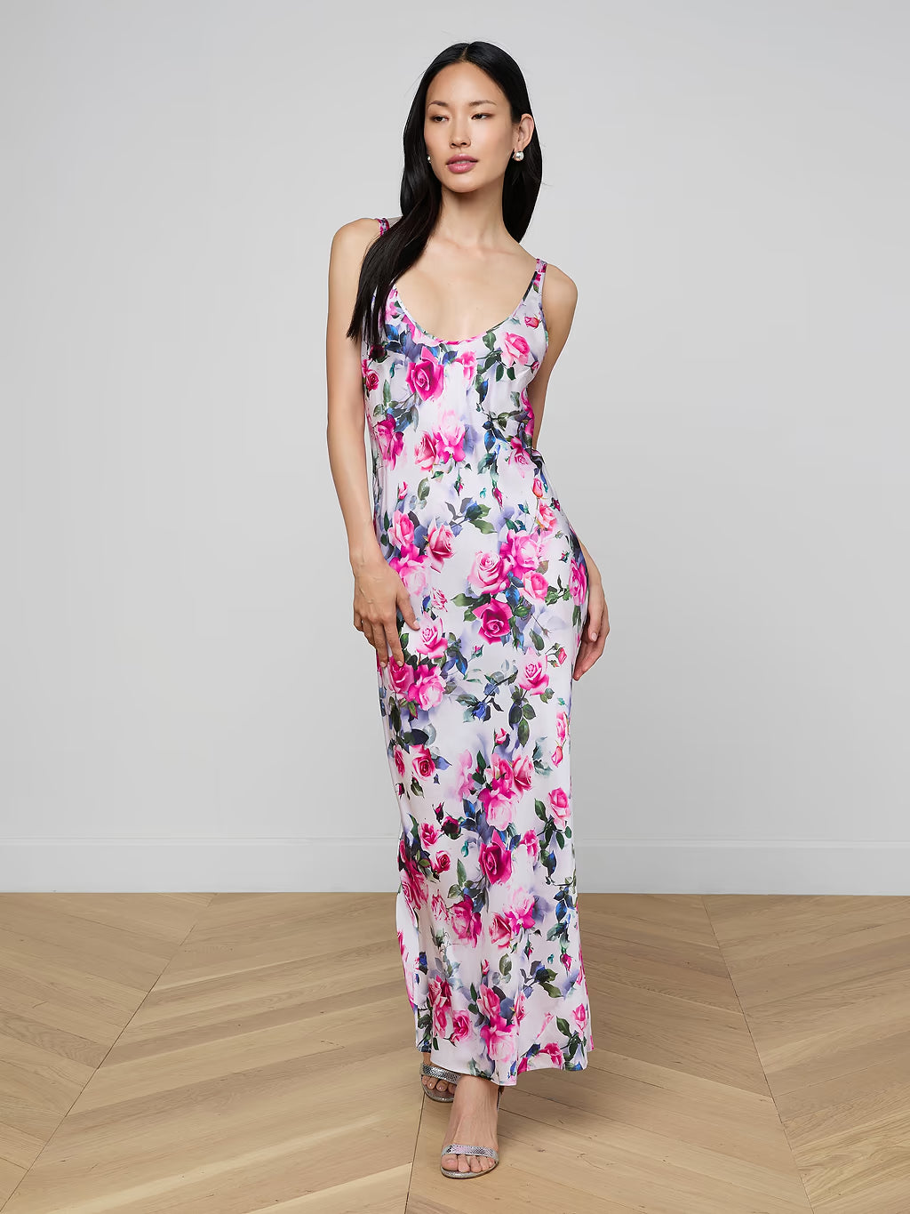 AKIYA TANK DRESS (PINK MULTI WATER ROSE) - L'AGENCE