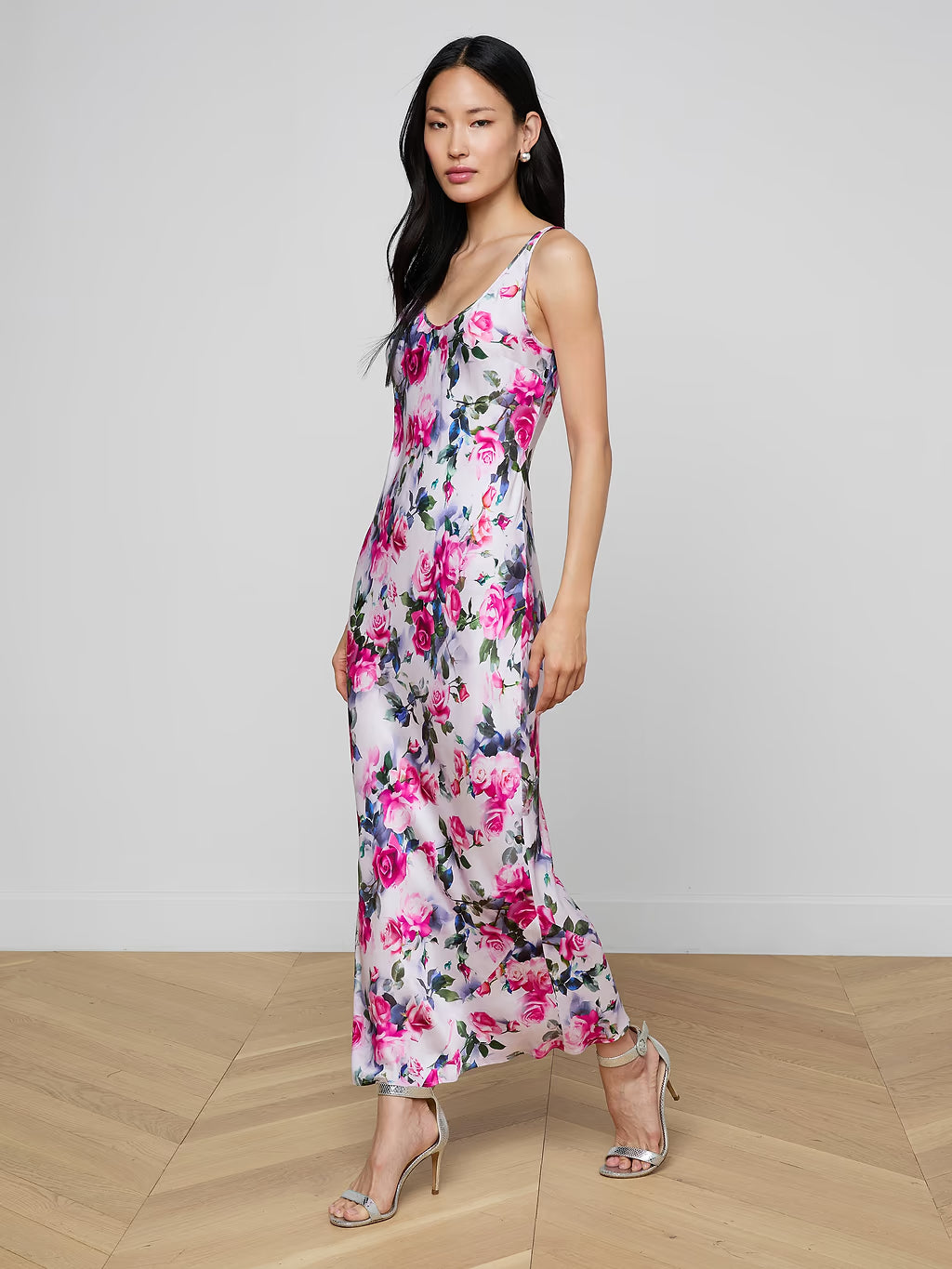 AKIYA TANK DRESS (PINK MULTI WATER ROSE) - L'AGENCE