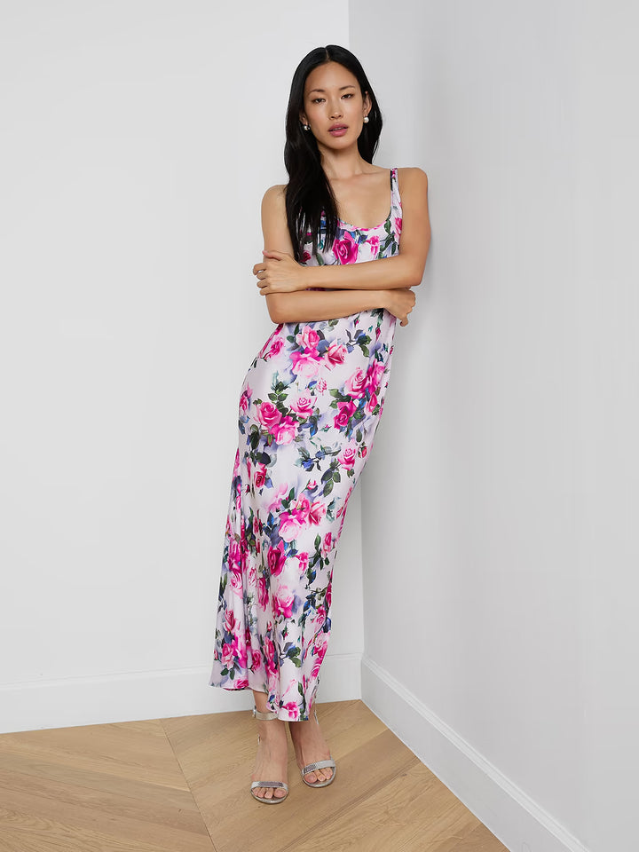 AKIYA TANK DRESS (PINK MULTI WATER ROSE) - L'AGENCE