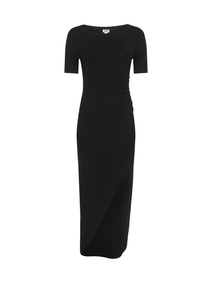 LENNON SHORT SLEEVE SIDE SLIT MAXI DRESS - L'AGENCE