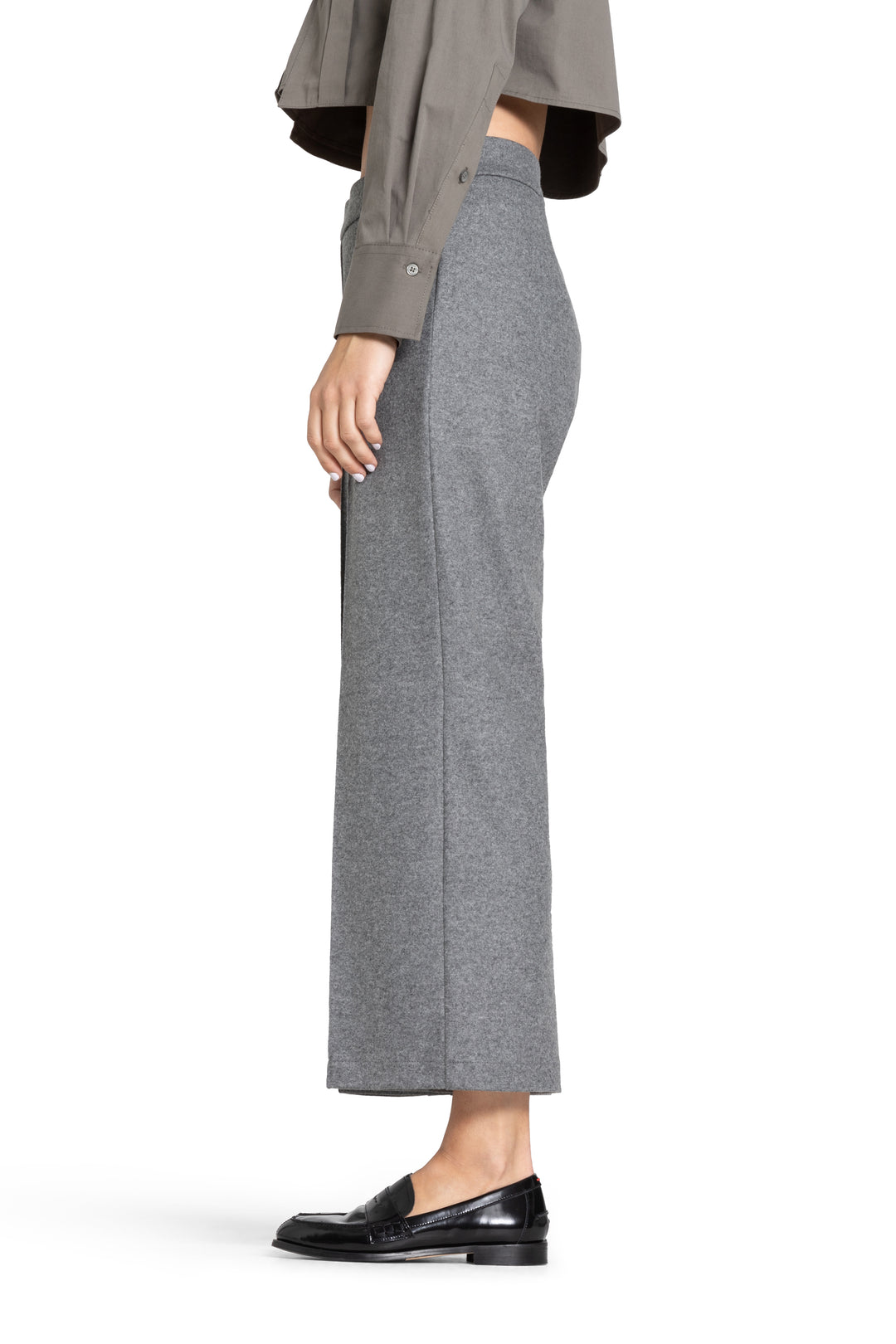 CAMERON WIDE LEG PANT (STONE GREY MELANGE) - CAMBIO