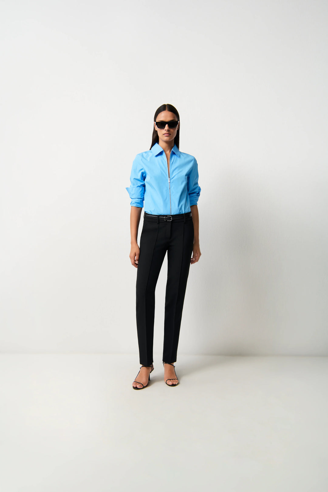 SARAH DOUBLE WOOL SUBSTITUE SLIM LEG (BLACK) - CAMBIO