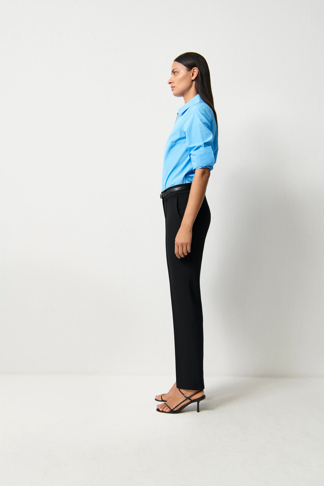 SARAH DOUBLE WOOL SUBSTITUE SLIM LEG (BLACK) - CAMBIO