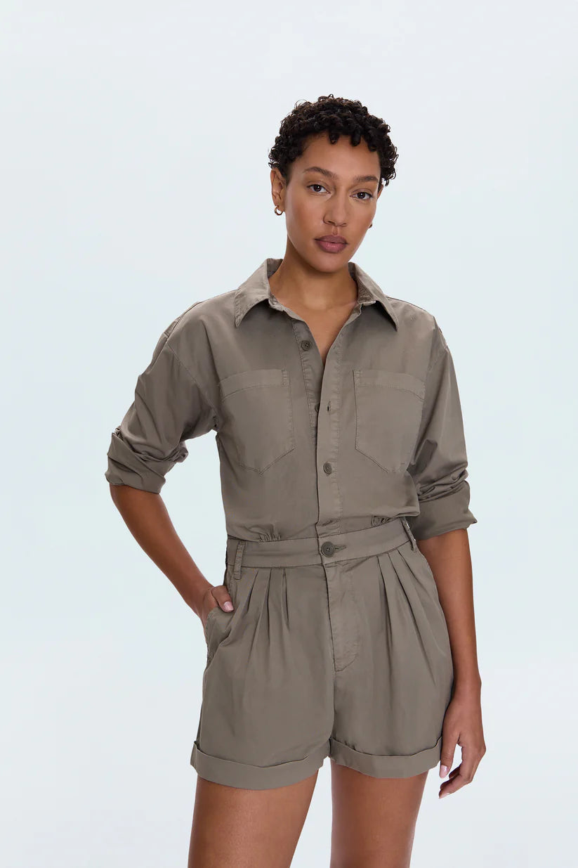 ARCHIE LONG SLEEVE PLEATED ROMPER - PISTOLA