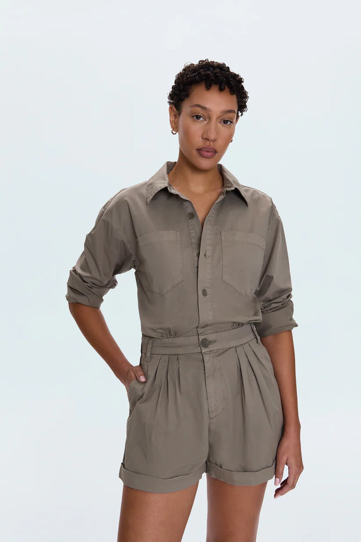 ARCHIE LONG SLEEVE PLEATED ROMPER - PISTOLA