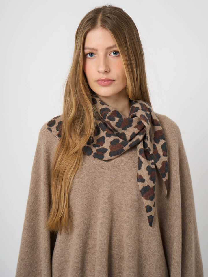 ORGANIC CASHMERE KNITTED SCARF (LEOPARD) - REPEAT