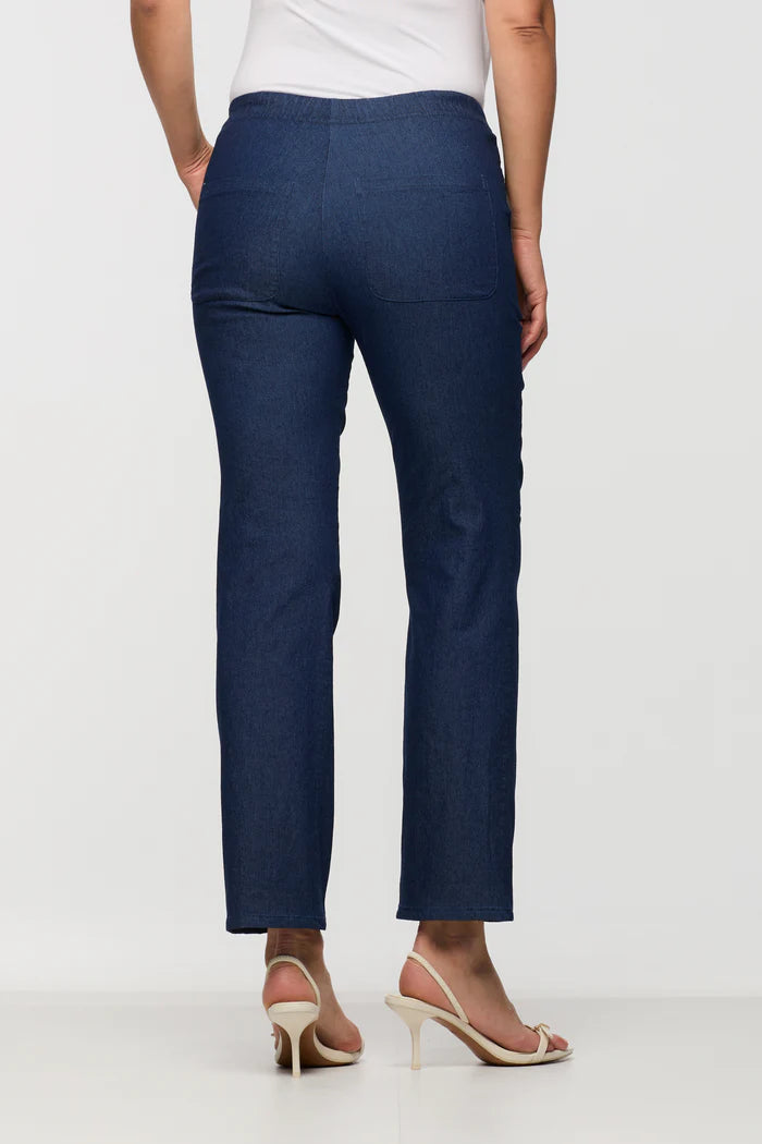 DENIM SLIP ON STRAIGHT LEG (INDIGO) - BRENDA BEDDOME