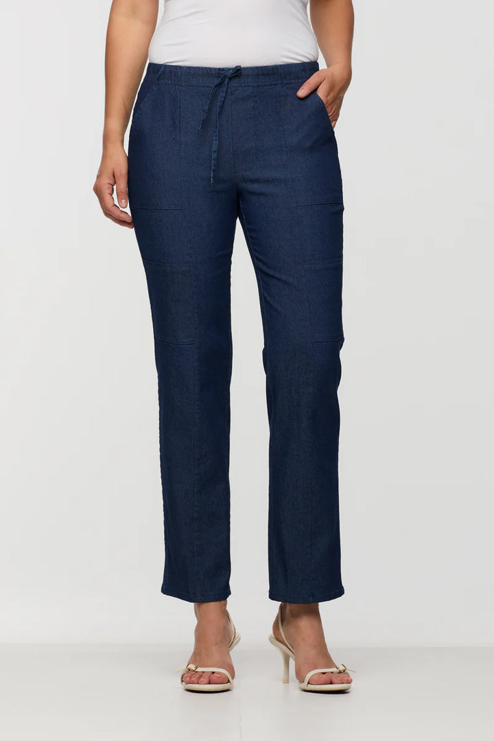 DENIM SLIP ON STRAIGHT LEG (INDIGO) - BRENDA BEDDOME