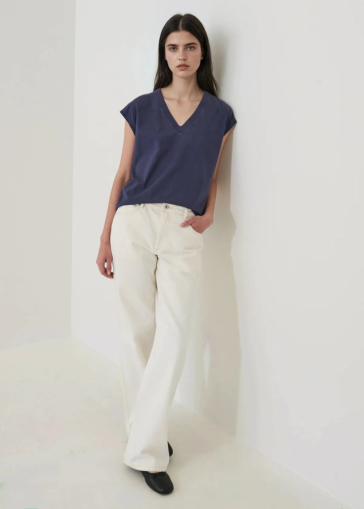 S/S ICONIC SUBLIME V-NECK DOLMAN TEE (MOOD INDIGO) - PATRICK ASSARAF