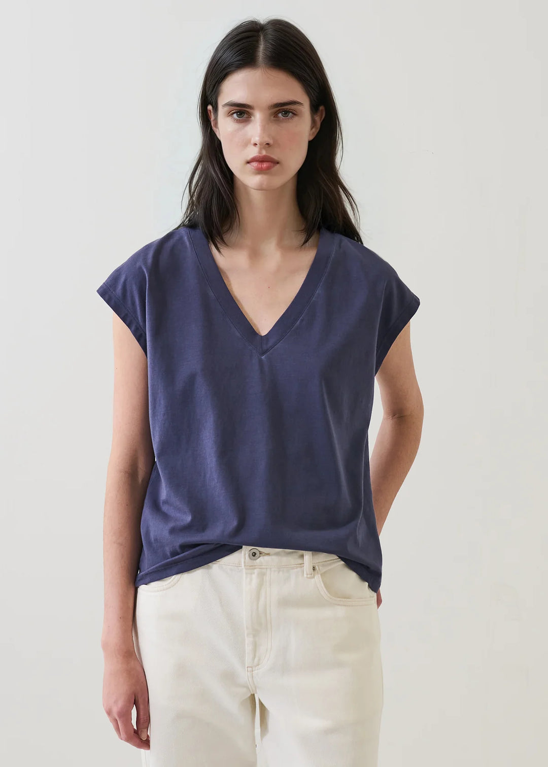 S/S ICONIC SUBLIME V-NECK DOLMAN TEE (MOOD INDIGO) - PATRICK ASSARAF