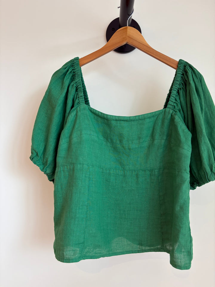 OLIVIA WOVEN LINEN TOP - VELVET