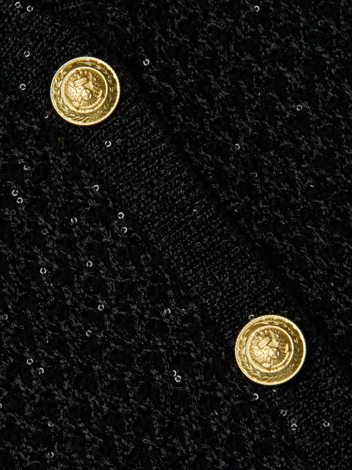 BLANCA SEQUIN CROP CARDIGAN (BLACK/GOLD) - L'AGENCE