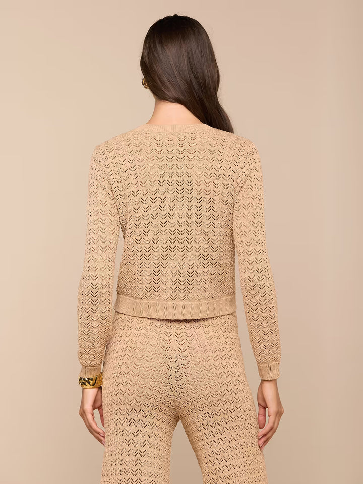 ORLA POINTELLE KNIT CARDIGAN (LIGHT CAPPUCCINO/GOLD) - L'AGENCE