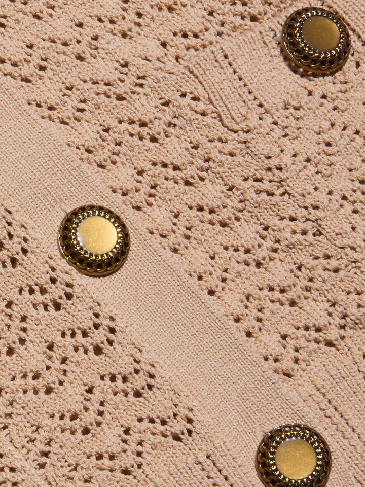 ORLA POINTELLE KNIT CARDIGAN (LIGHT CAPPUCCINO/GOLD) - L'AGENCE
