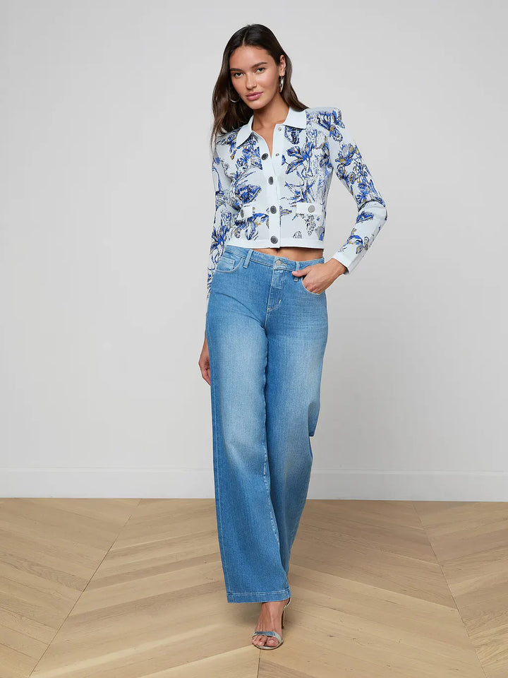 OSIRIS JACQUARD CARDIGAN (GREY MULTI BUTTERFLY) - L'AGENCE