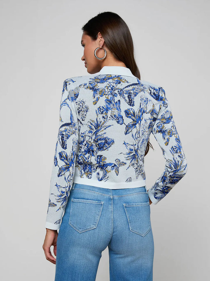 OSIRIS JACQUARD CARDIGAN (GREY MULTI BUTTERFLY) - L'AGENCE