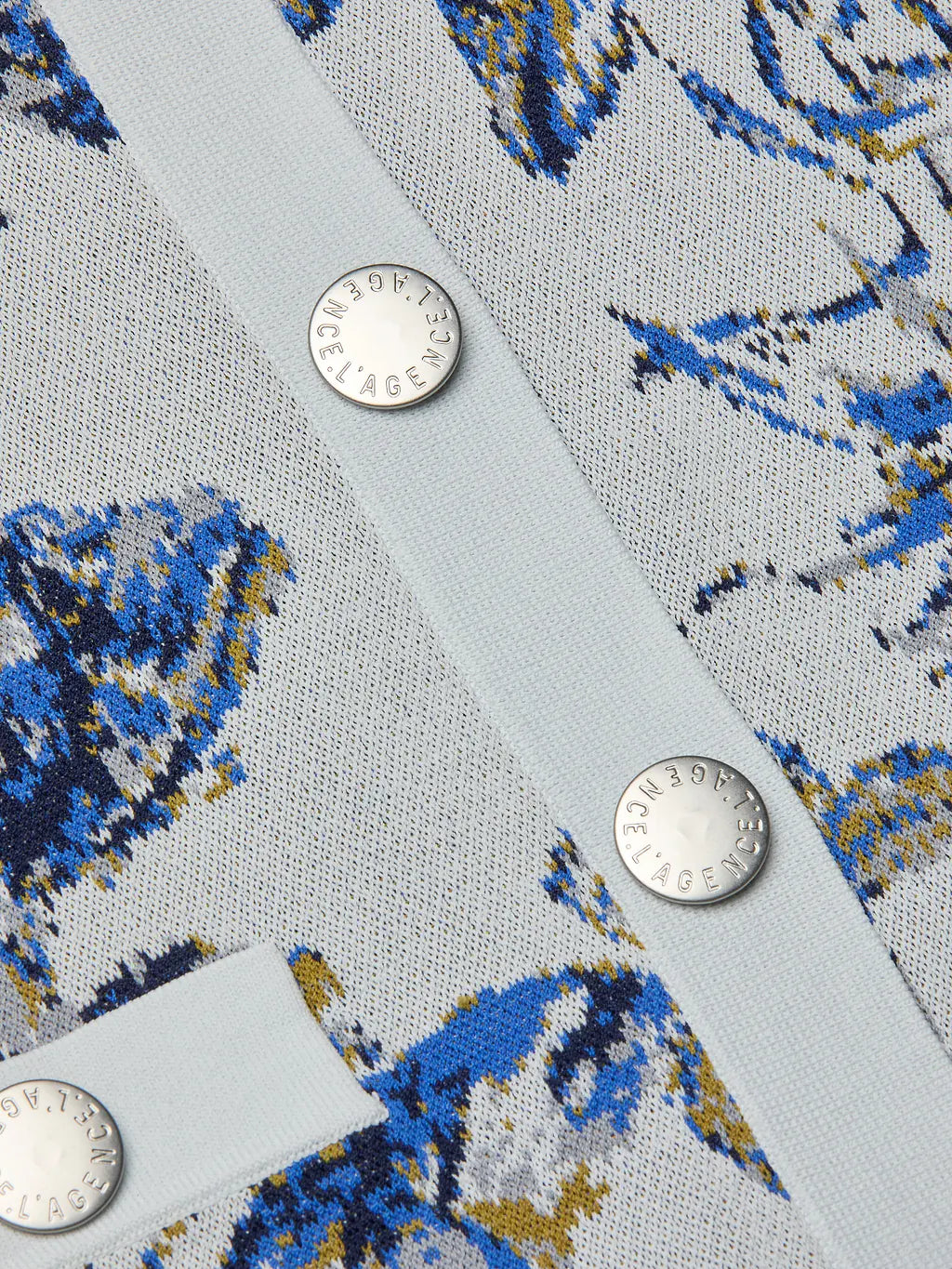 OSIRIS JACQUARD CARDIGAN (GREY MULTI BUTTERFLY) - L'AGENCE