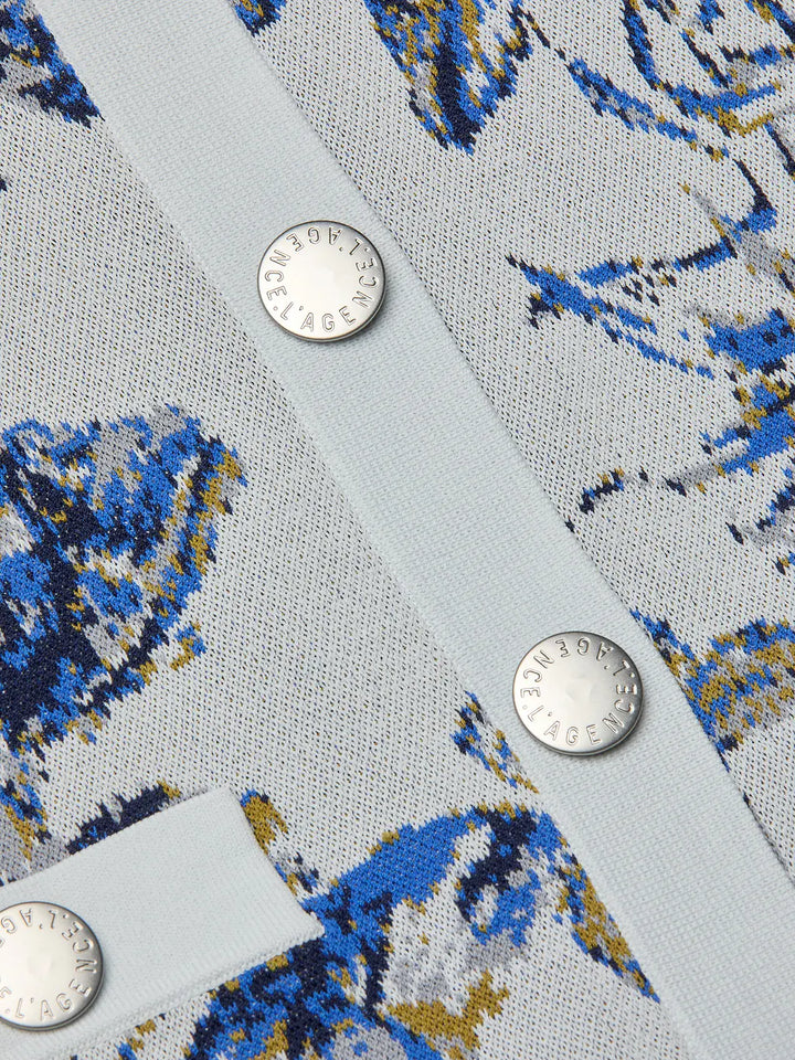 OSIRIS JACQUARD CARDIGAN (GREY MULTI BUTTERFLY) - L'AGENCE
