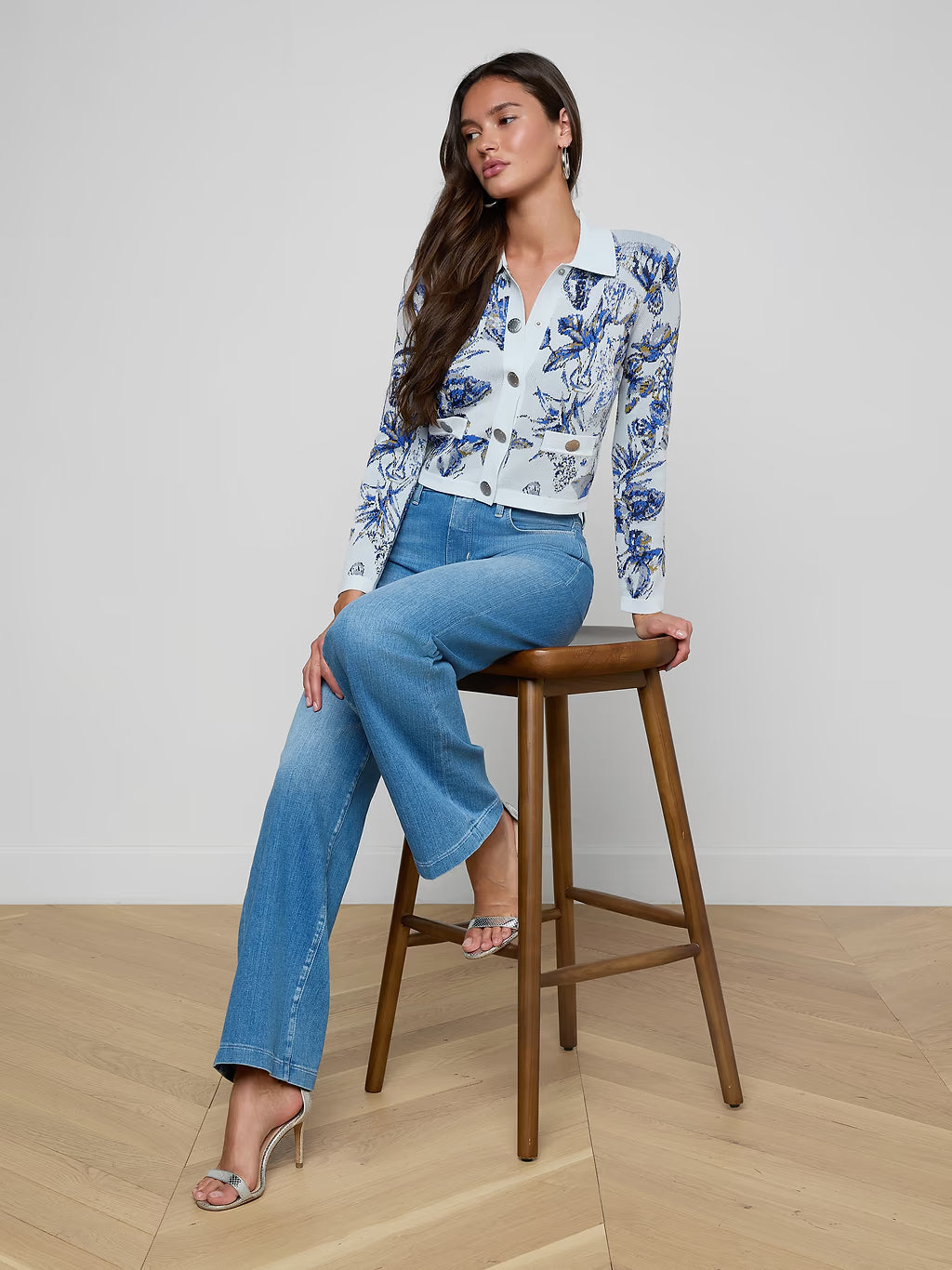 OSIRIS JACQUARD CARDIGAN (GREY MULTI BUTTERFLY) - L'AGENCE