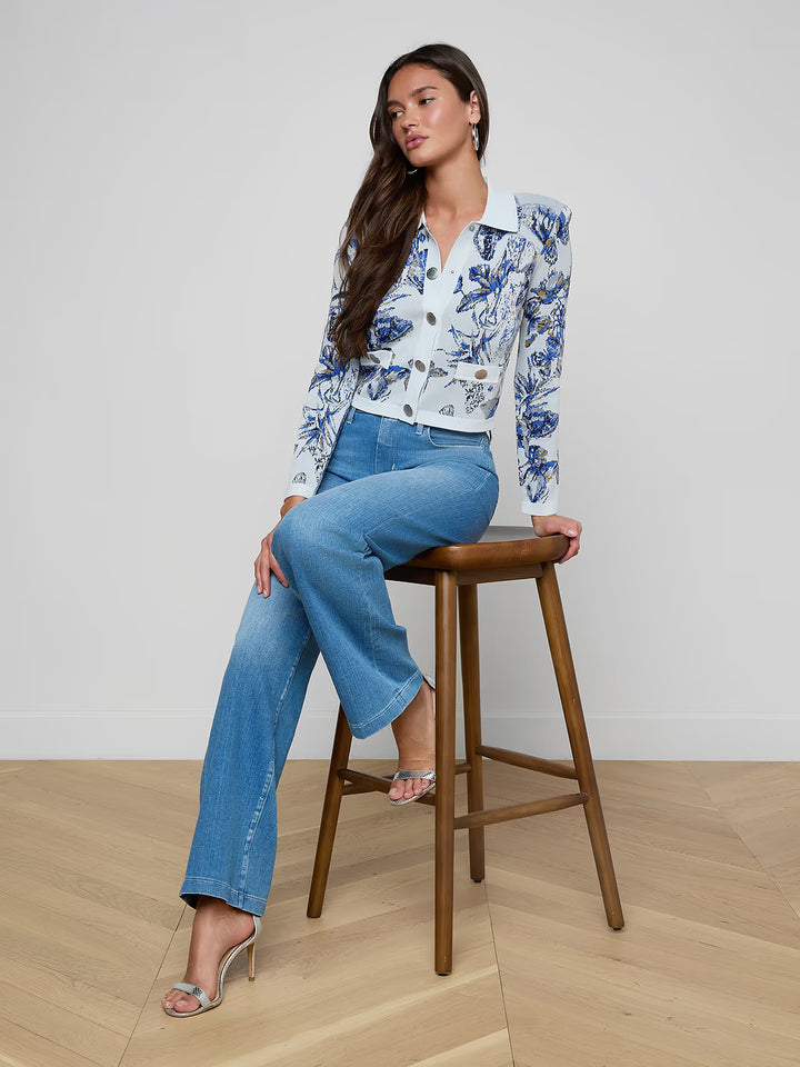 OSIRIS JACQUARD CARDIGAN (GREY MULTI BUTTERFLY) - L'AGENCE