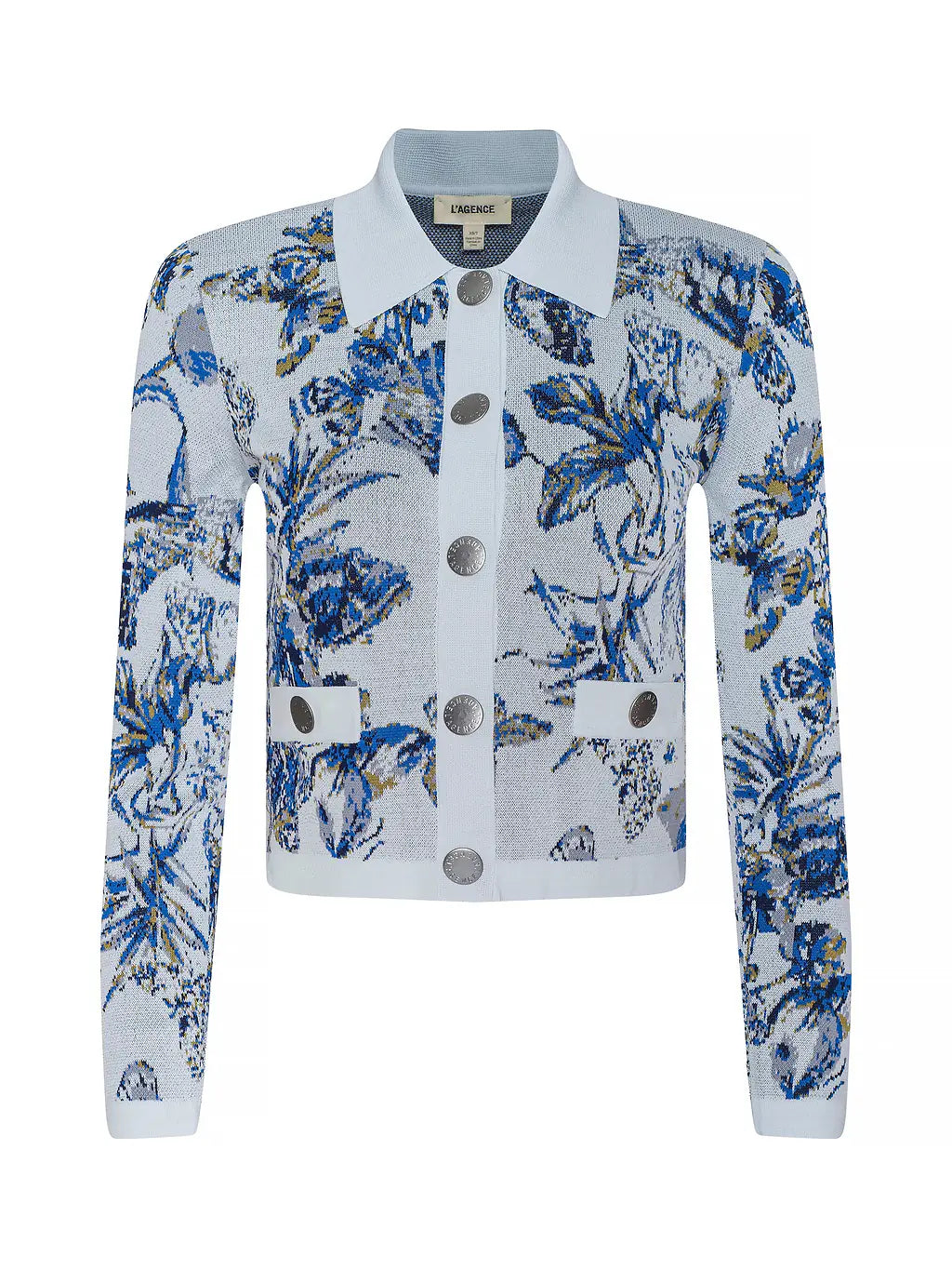 OSIRIS JACQUARD CARDIGAN (GREY MULTI BUTTERFLY) - L'AGENCE