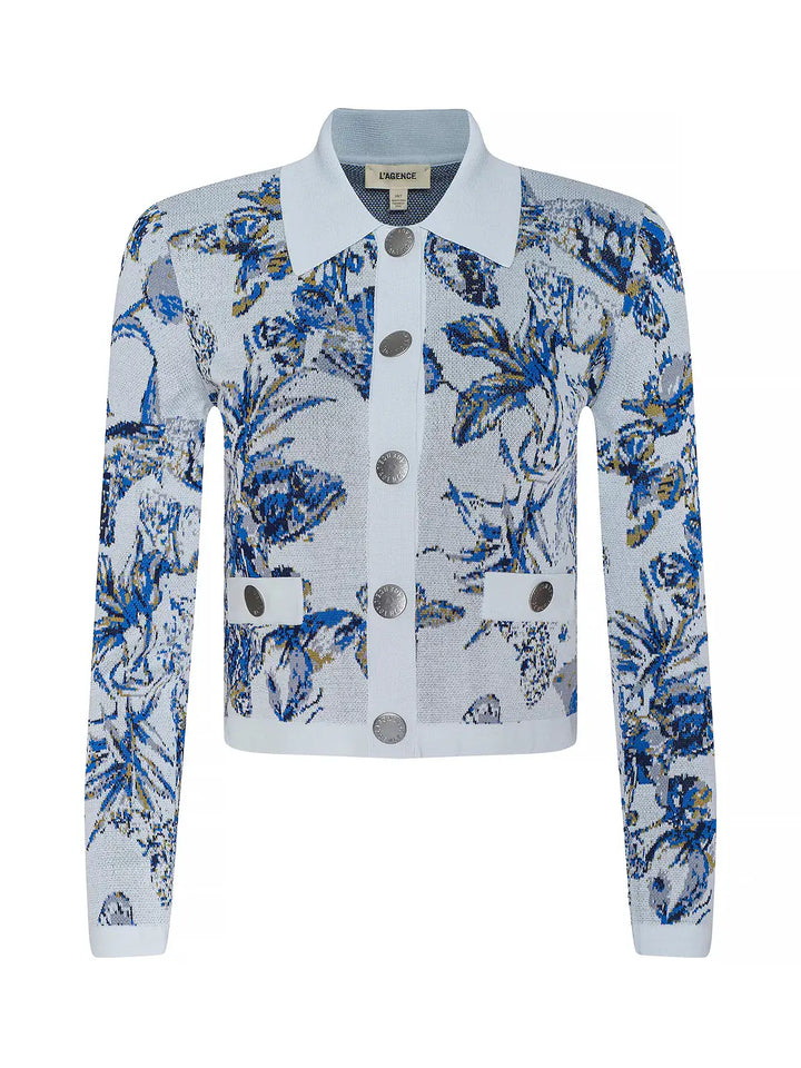 OSIRIS JACQUARD CARDIGAN (GREY MULTI BUTTERFLY) - L'AGENCE