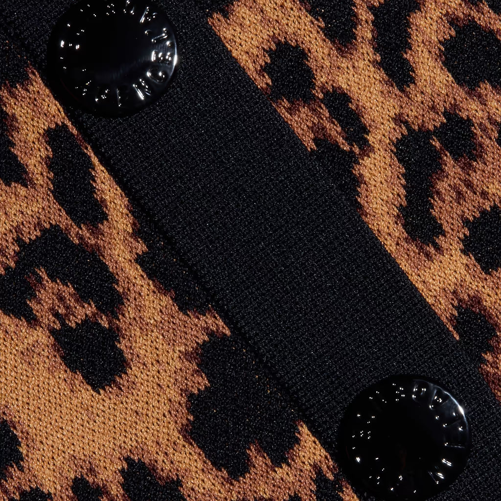 OSIRIS JACQUARD COLLARED CARDIGAN (TAN JAVAN LEOPARD) - L'AGENCE