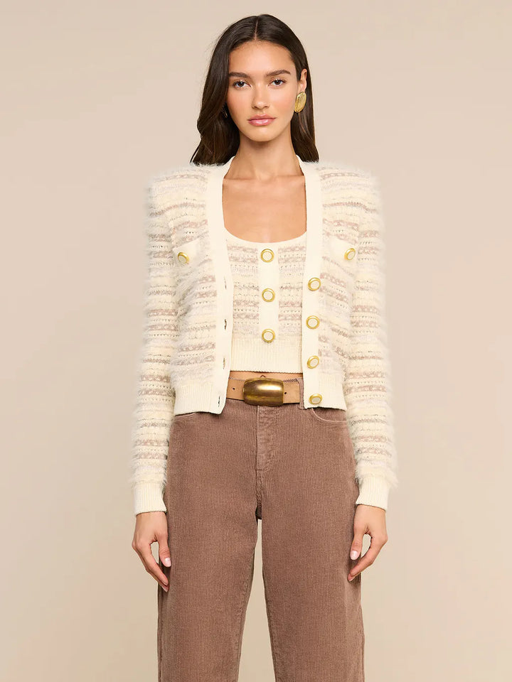 ARIADNE MIXED STITCH CARDI (ECRU NATURAL MULTI) - L'AGENCE