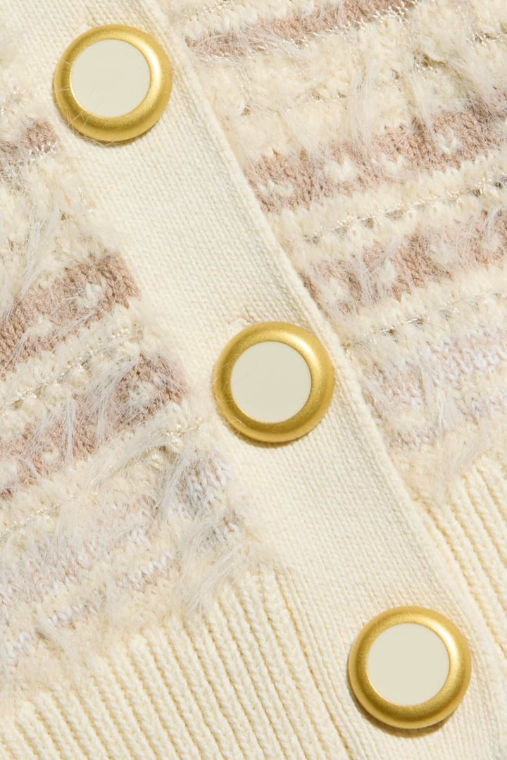 ARIADNE MIXED STITCH CARDI (ECRU NATURAL MULTI) - L'AGENCE