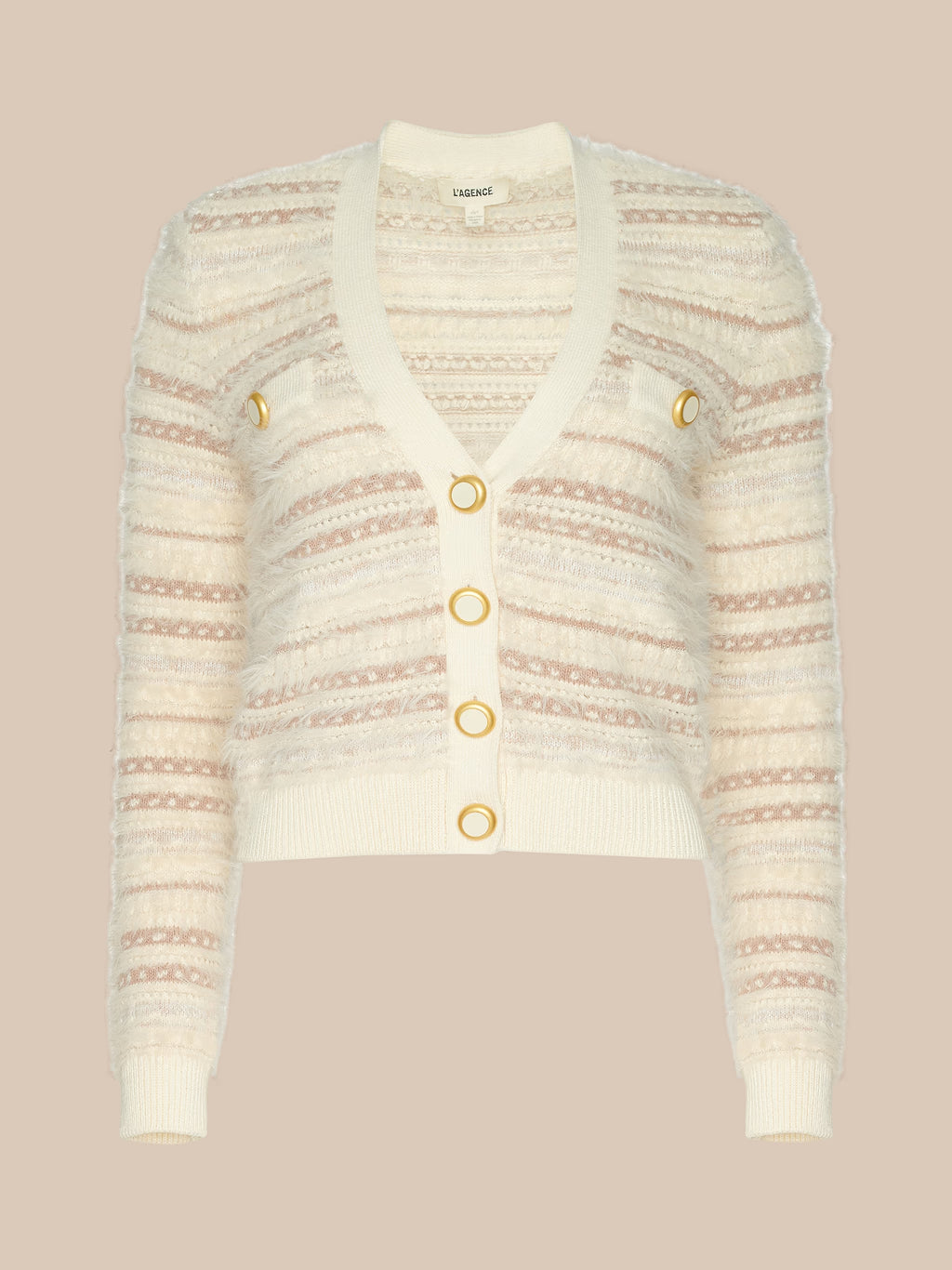 ARIADNE MIXED STITCH CARDI (ECRU NATURAL MULTI) - L'AGENCE