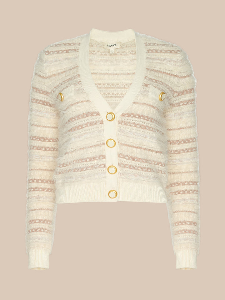 ARIADNE MIXED STITCH CARDI (ECRU NATURAL MULTI) - L'AGENCE