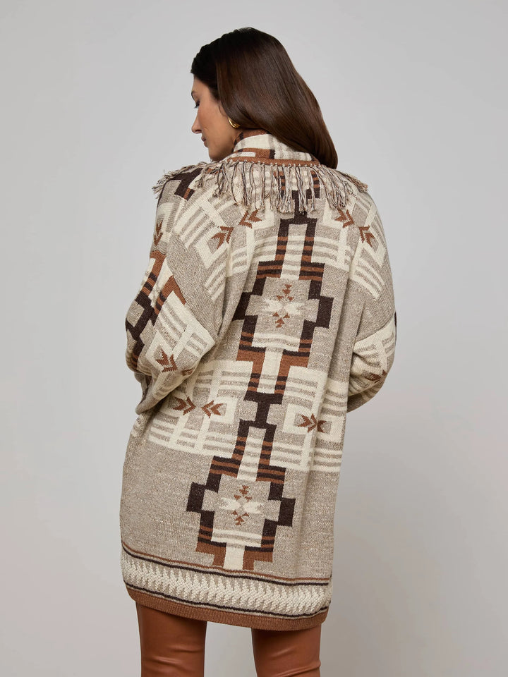 JAIR JACQUARD FRINGE CARDIGAN - L'AGENCE