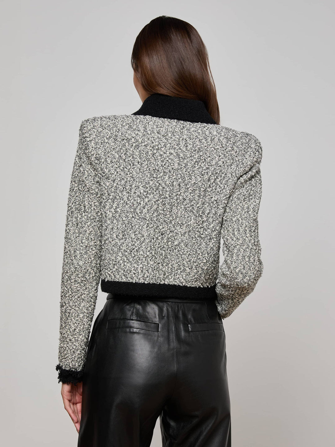 ARIELLE COLLARED JACKET (WHITE/BLACK) - L'AGENCE