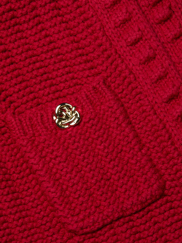 DELLI CROPPED 3/4 SLEEVE CARDIGAN (ENGINE RED) - L'AGENCE