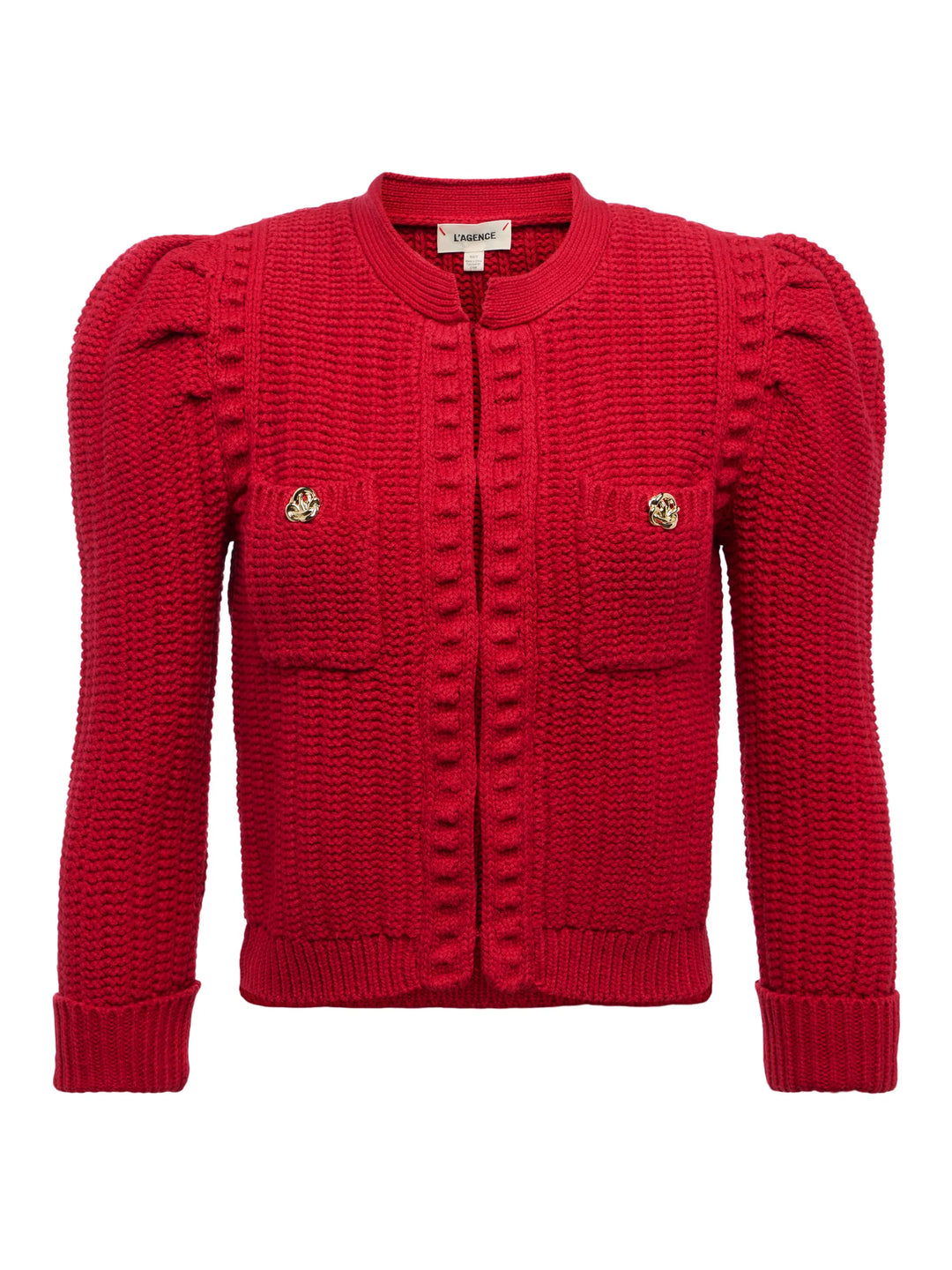 DELLI CROPPED 3/4 SLEEVE CARDIGAN (ENGINE RED) - L'AGENCE