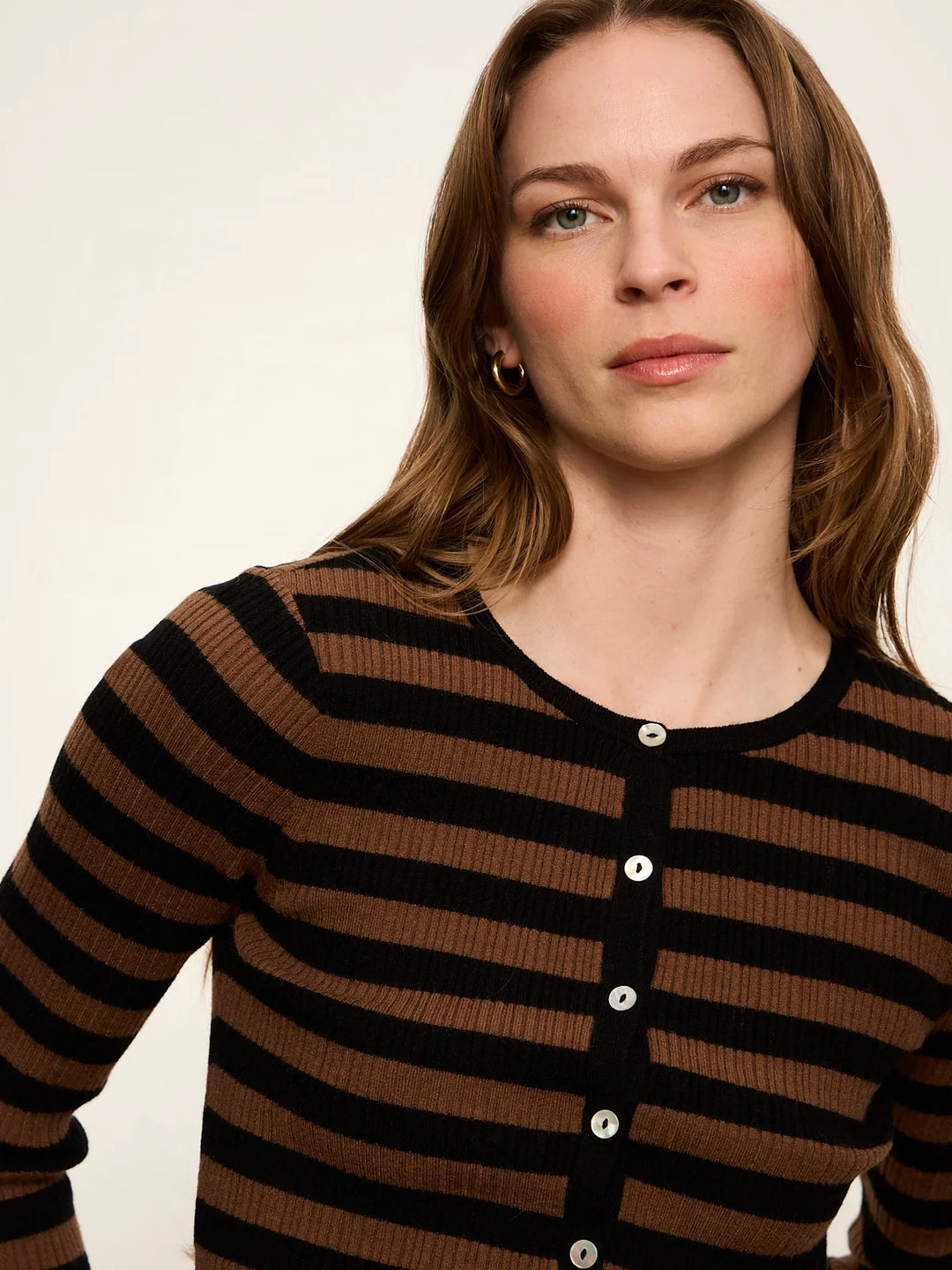 SELENA HENLEY TOP (BLACK COCOA POWDER STRIPE) - SANCTUARY