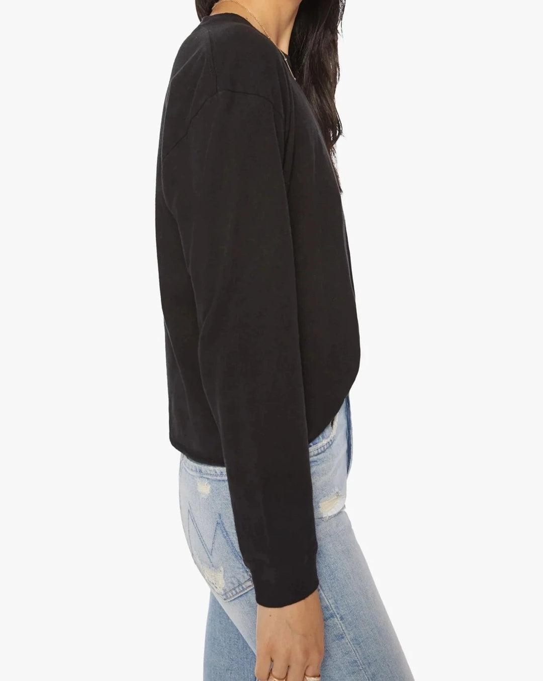 THE LONG SLEEVE SLOUCHY CUT OFF (BLACK) - MOTHER