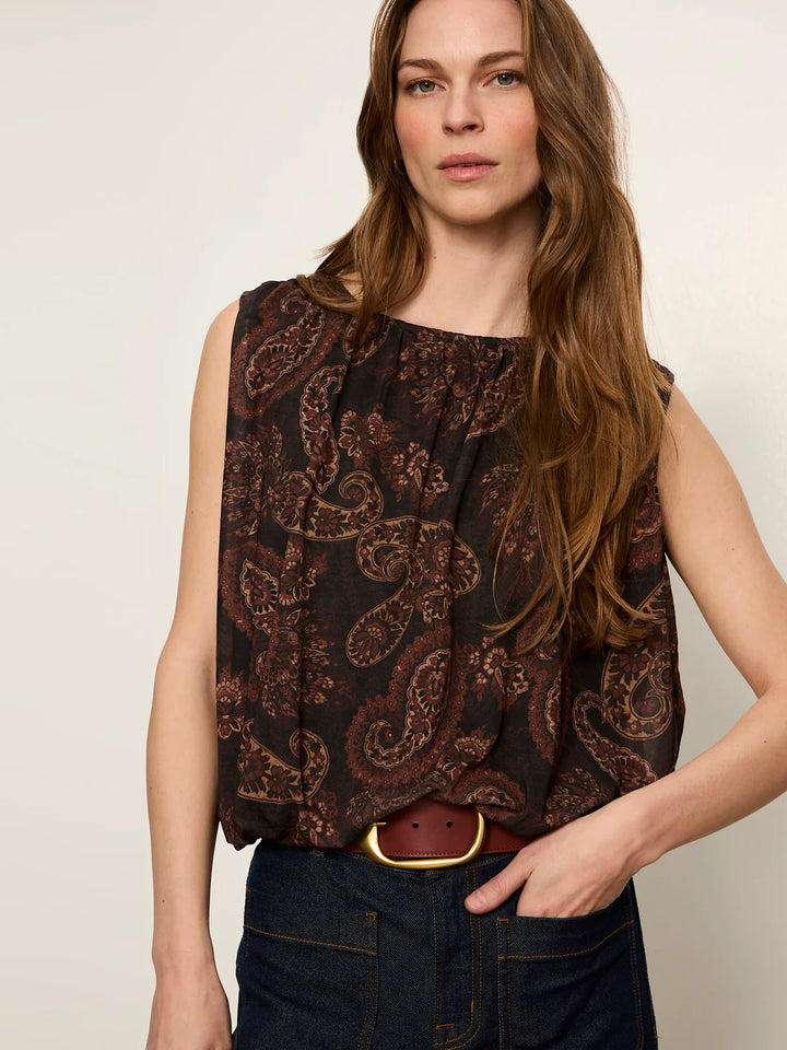 CLOVER MESH BUBBLE SHELL (COCOA PAISLEY) - SANCTUARY