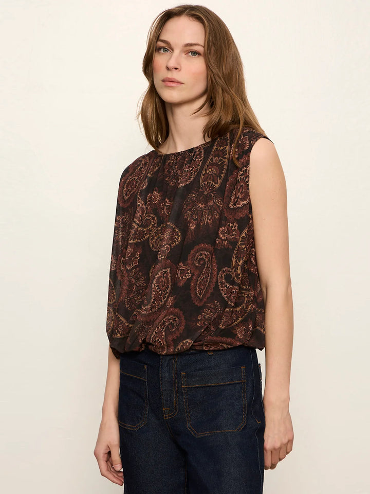 CLOVER MESH BUBBLE SHELL (COCOA PAISLEY) - SANCTUARY