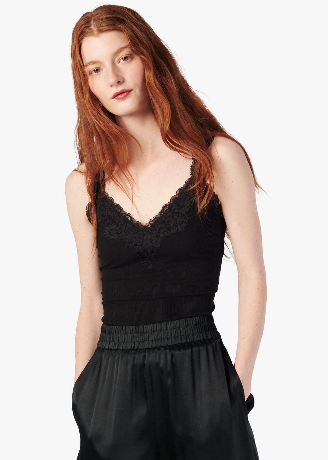LANI RIB KNIT TANK (BLACK) - CAMI NYC