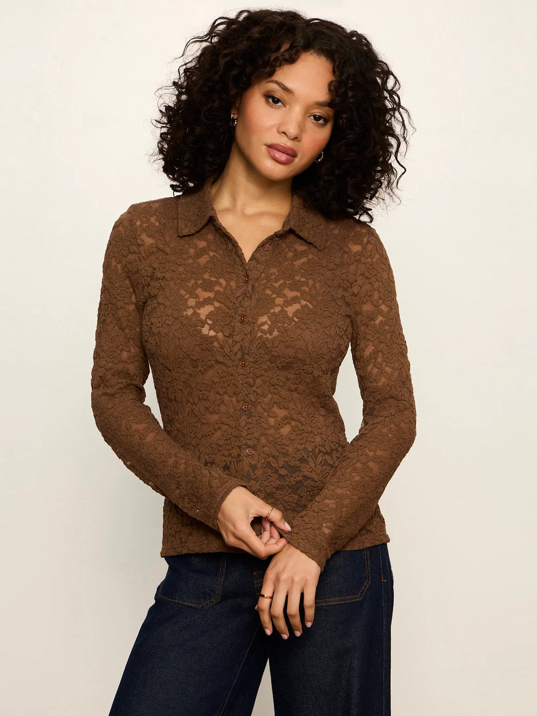 DREAMER LACE SHIRT (COCOA POWDER) - SANCTUARY