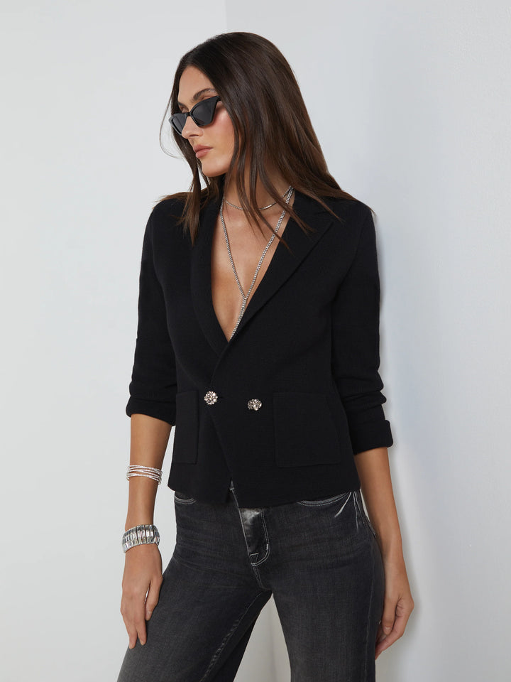 SOFIA KNIT BLAZER WITH CRYSTAL BUTTONS - L'AGENCE
