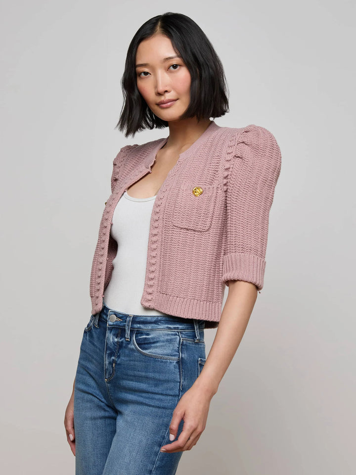 DELILAH CROP CARDIGAN (LIGHT MAUVE) - L'AGENCE