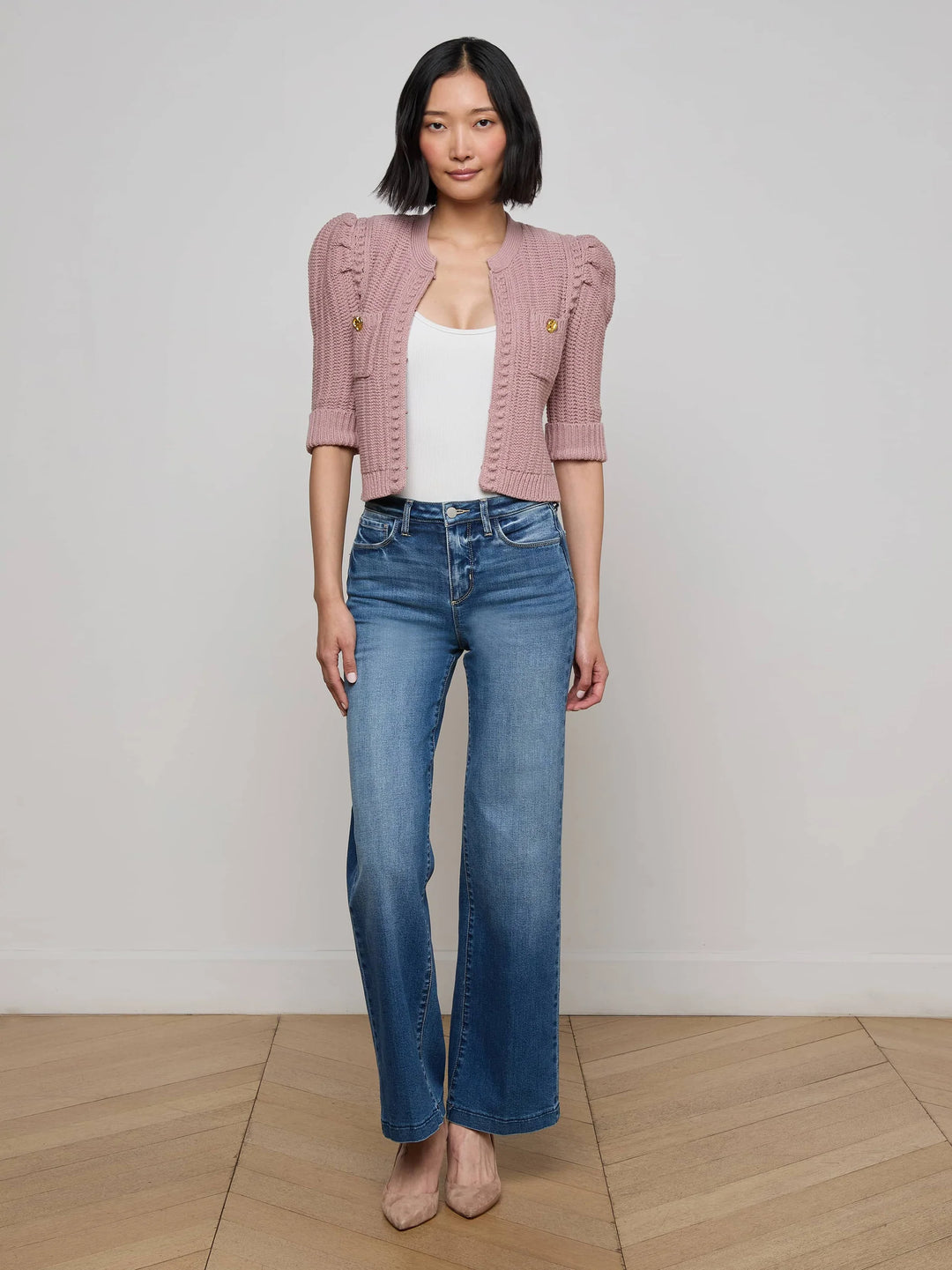 DELILAH CROP CARDIGAN (LIGHT MAUVE) - L'AGENCE