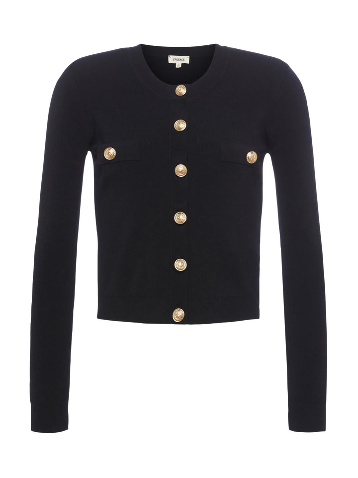 TOULOUSE CROP CARDIGAN (BLACK) - L'AGENCE
