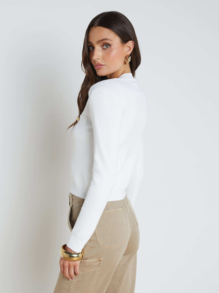 TOULOUSE CROP CREW NECK CARDIGAN (IVORY) - L'AGENCE