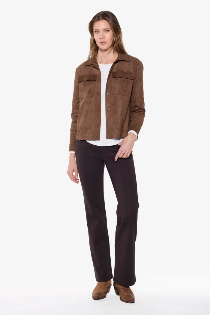 CROPPED SUEDE SHIRT JACKET (DARK CHOCOLATE) - BRENDA BEDDOME