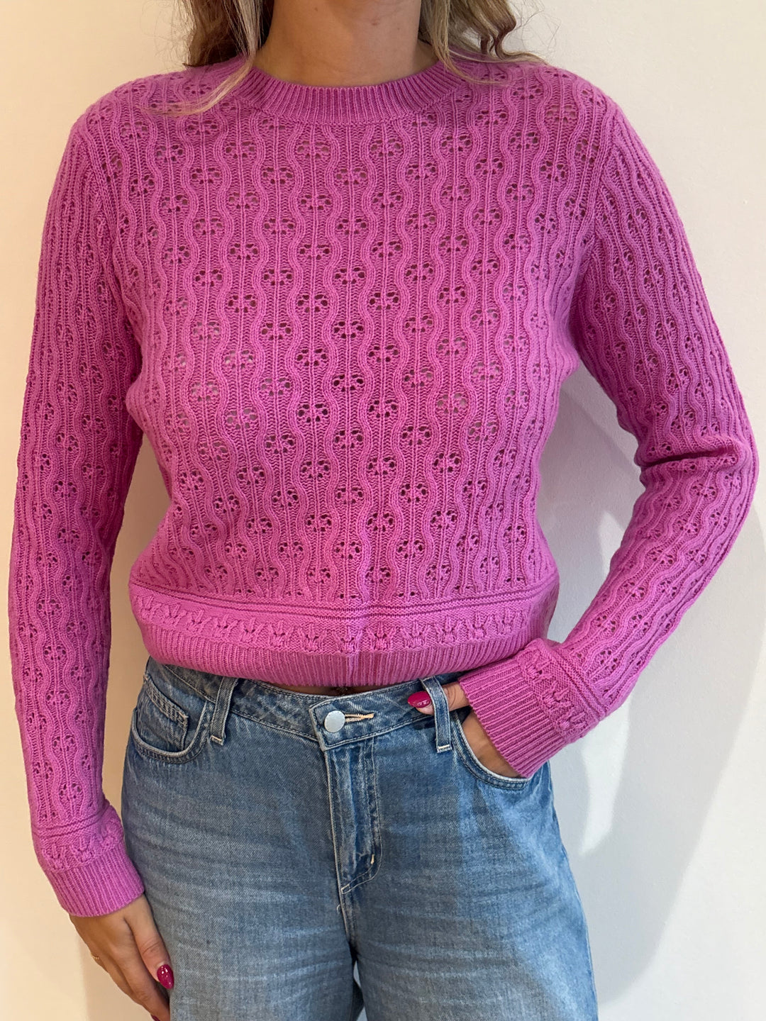 4-PLY FANCY STITCH CREW (AZALEA) - AUTUMN CASHMERE