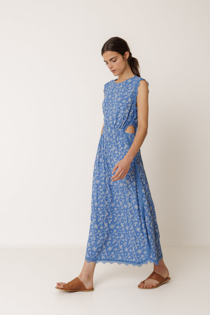 FLORAL TANK MIDI DRESS (AZUL BRITANICO) - INDI&COLD